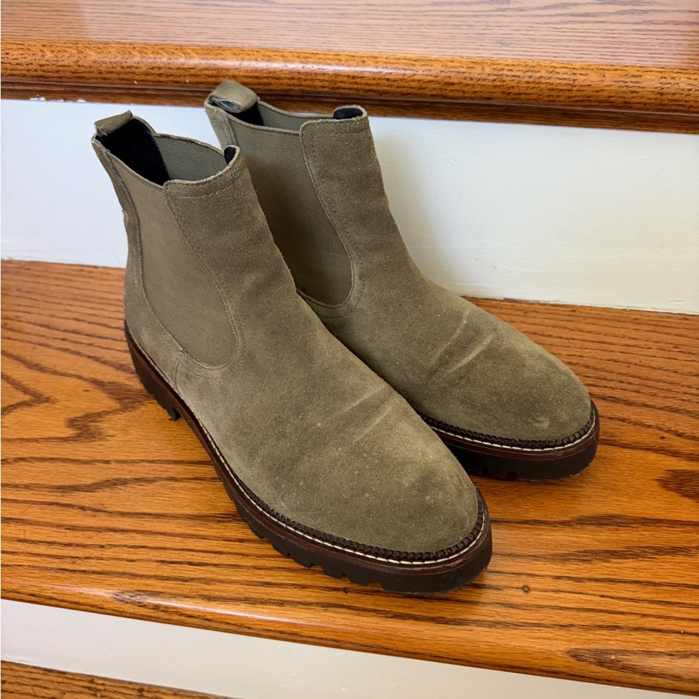 Caslon Women's Khaki Suede Water resistant Chelsea boots